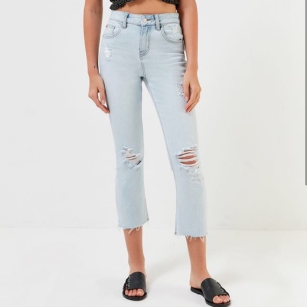 urban outfitters high rise crop flare jeans